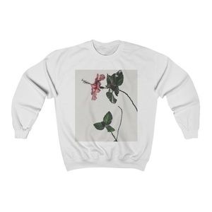 White Pink Rose Hooded Sweater
